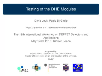 Testing of the DHE Modules  Dima Levit, Paolo Di Giglio  Physik Department E18 - Technische