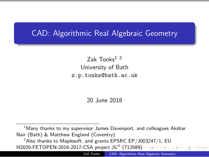 cad algorithmic real algebraic geometry
