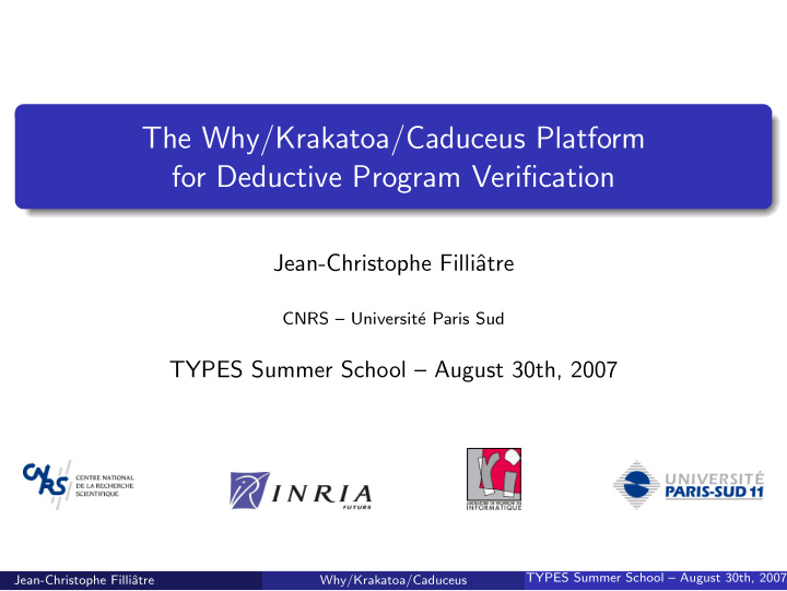the why krakatoa caduceus platform for deductive program