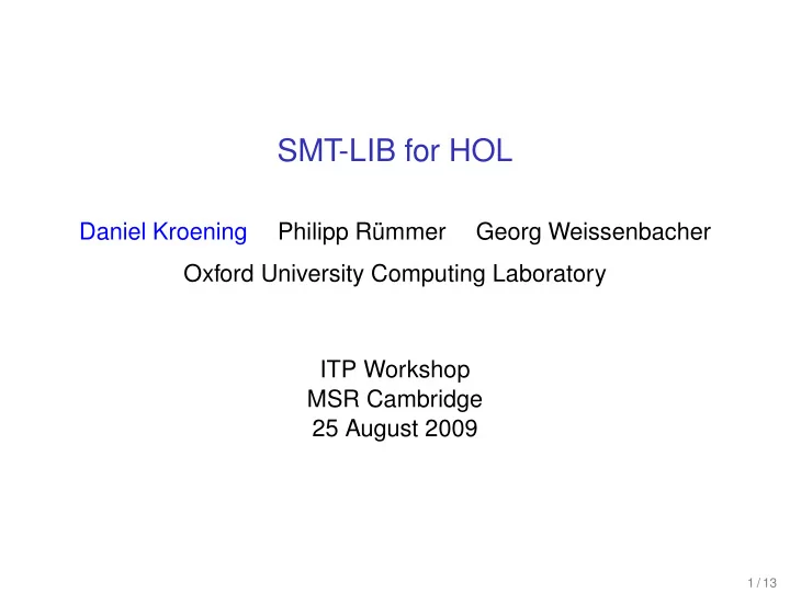 smt lib for hol