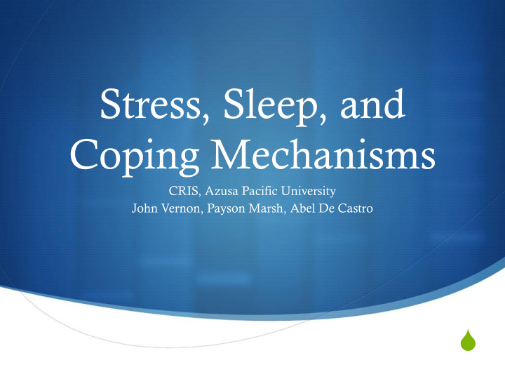 stress sleep and coping mechanisms