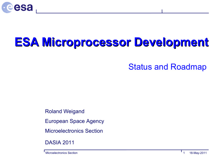 esa microprocessor development status and roadmap roland