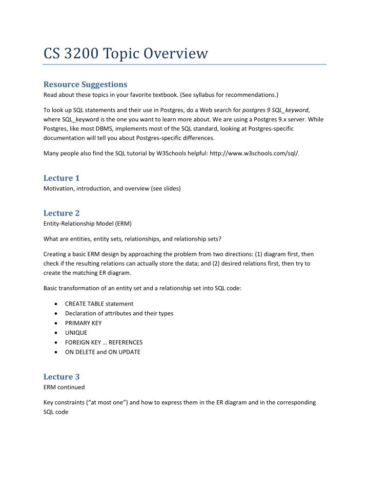 cs 3200 topic overview