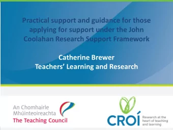 applying for support under the John  Coolahan Research Support Framework  Catherine Brewer Teachers