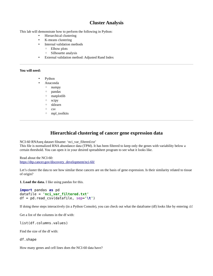 cluster analysis