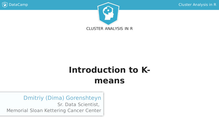 introduction to k means