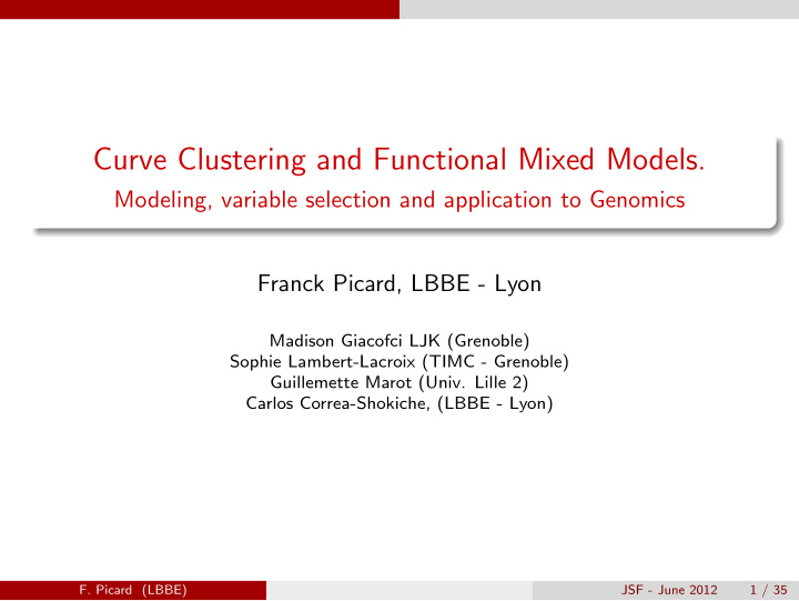 curve clustering and functional mixed models