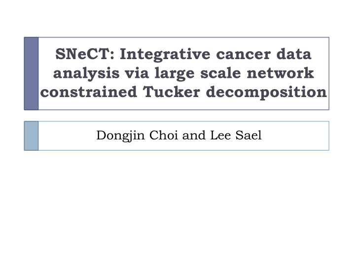 constrained tucker decomposition