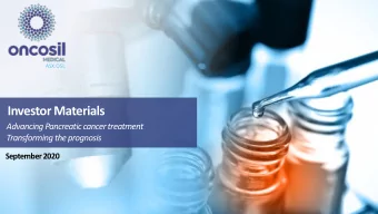 Investor Materials  Advancing Pancreatic cancer treatment  Transforming the prognosis  September