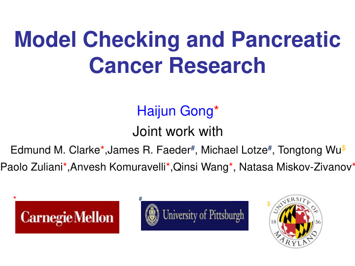 model checking and pancreatic cancer research