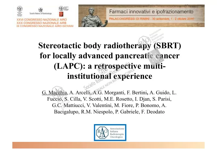 stereotactic body radiotherapy sbrt for locally advanced
