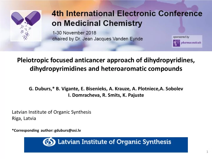 pleiotropic focused anticancer approach of