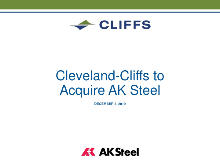 cleveland cliffs to acquire ak steel
