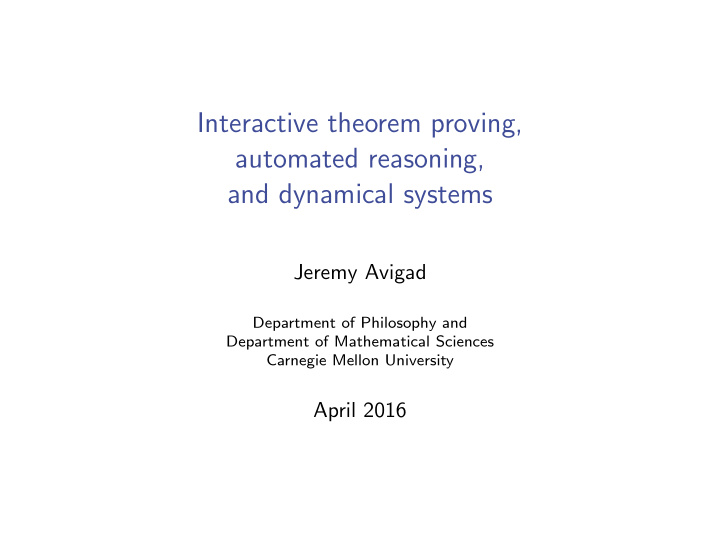 interactive theorem proving automated reasoning and