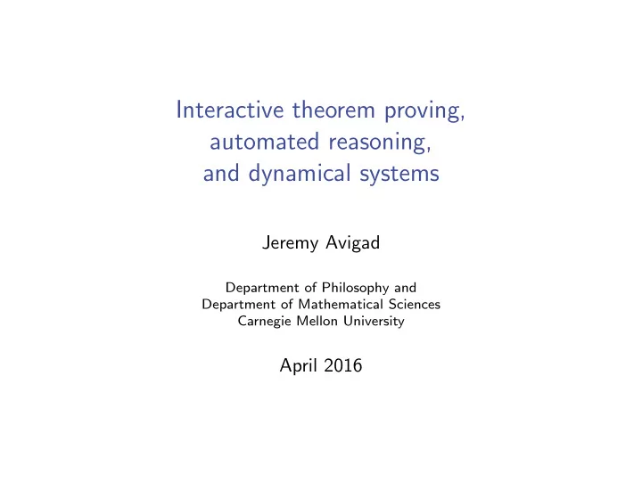 interactive theorem proving automated reasoning and