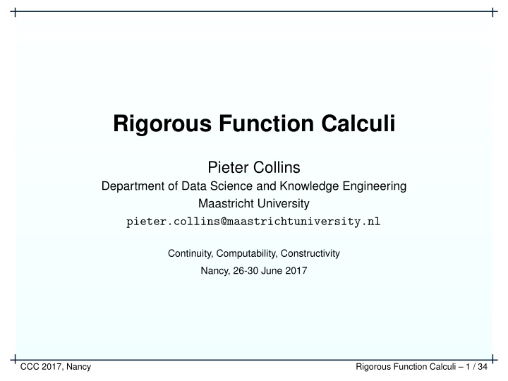 rigorous function calculi