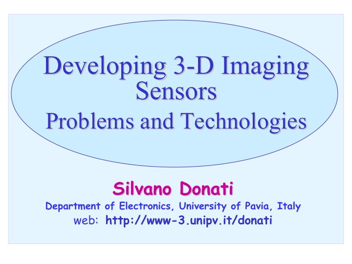 developing 3 d imaging d imaging developing 3 sensors