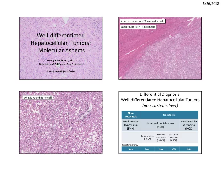 well differentiated hepatocellular tumors molecular
