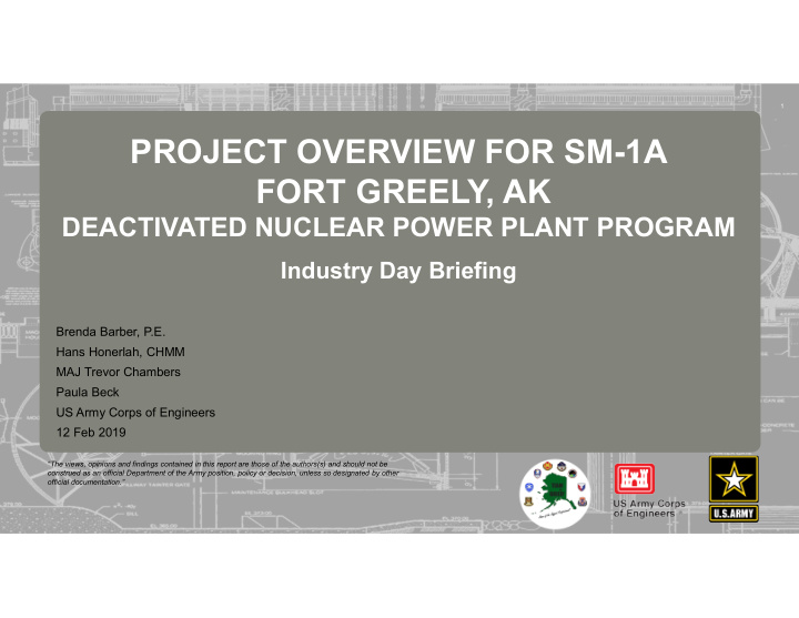 project overview for sm 1a fort greely ak