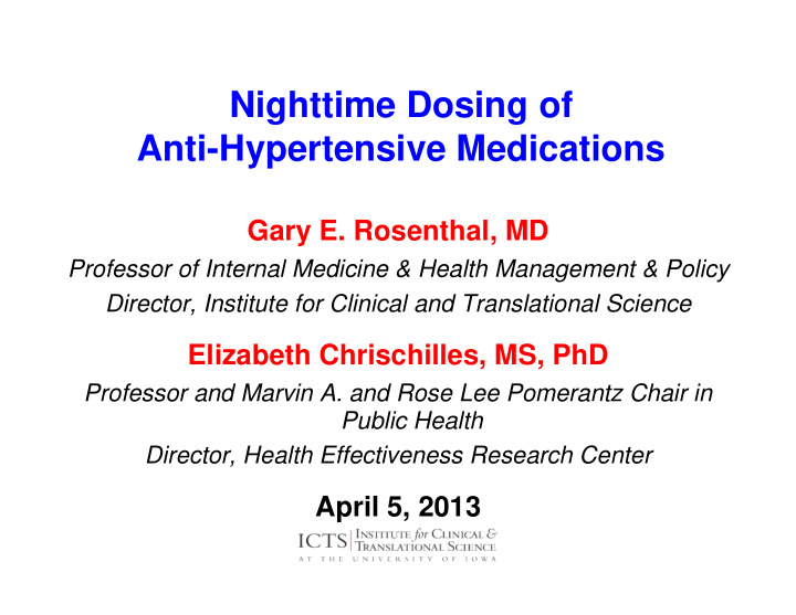 nighttime dosing of anti hypertensive medications