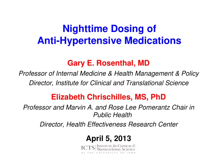 nighttime dosing of anti hypertensive medications