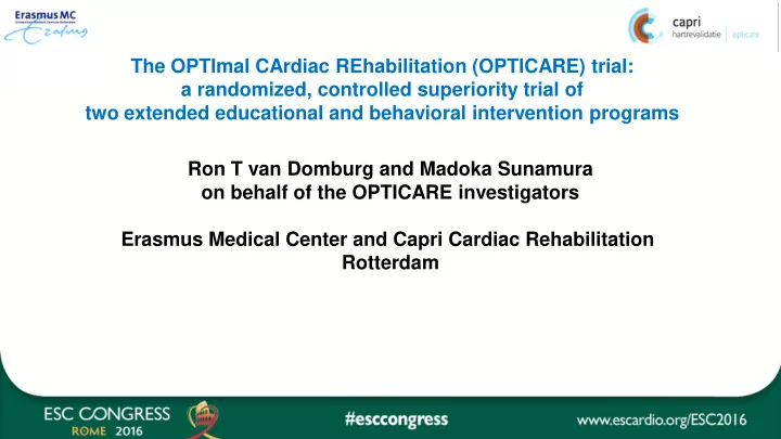 erasmus medical center and capri cardiac rehabilitation