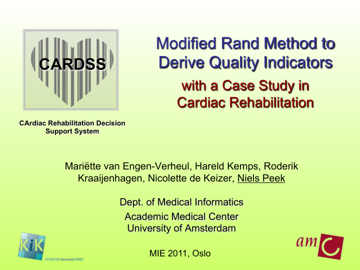 modified rand method to derive quality indicators cardss