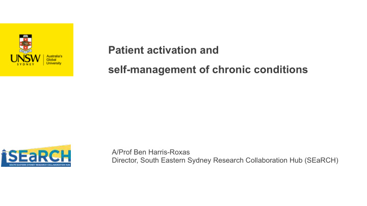 patient activation and self management of chronic