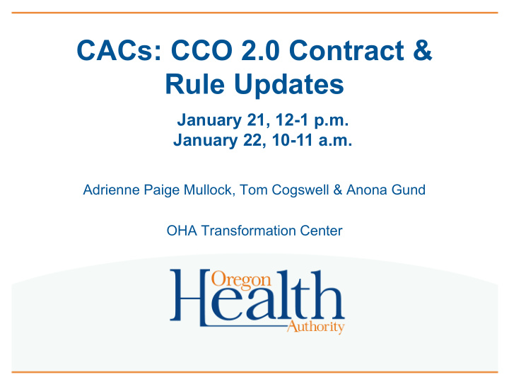 cacs cco 2 0 contract rule updates