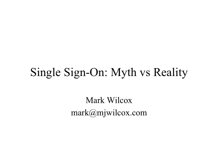 single sign on myth vs reality