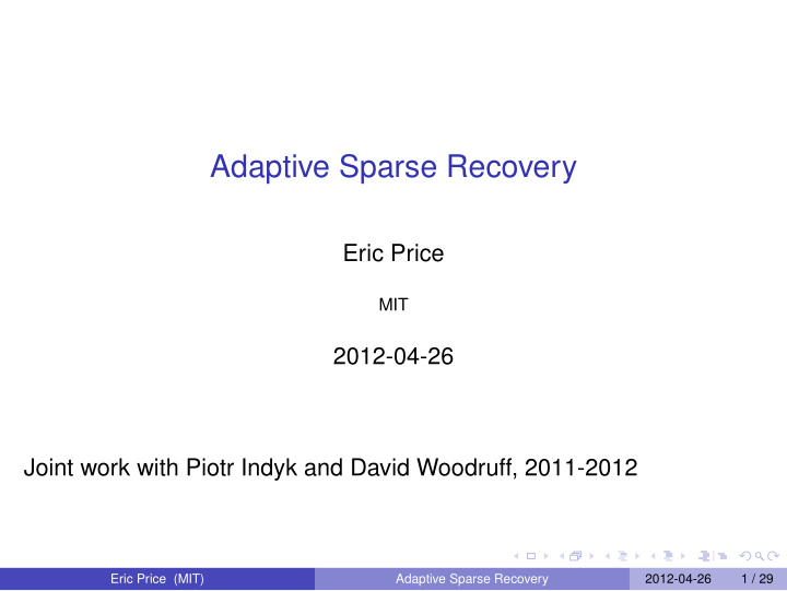 adaptive sparse recovery