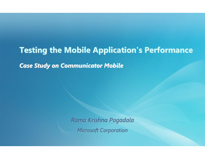 testing the mobile application s performance testing the