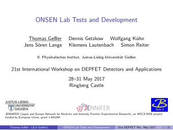 ONSEN Lab Tests and Development  2831 May 2017  21st DEPFET Ws., May 2017  ONSEN Lab Tests and