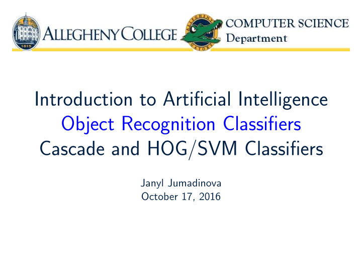 introduction to artificial intelligence object