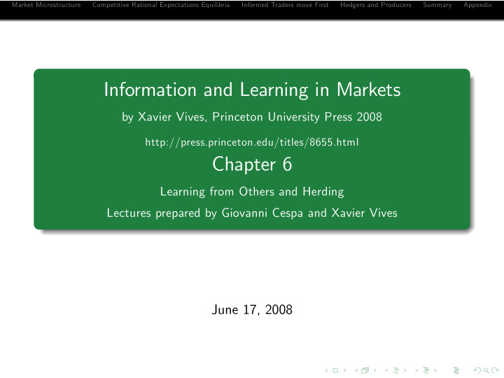 information and learning in markets