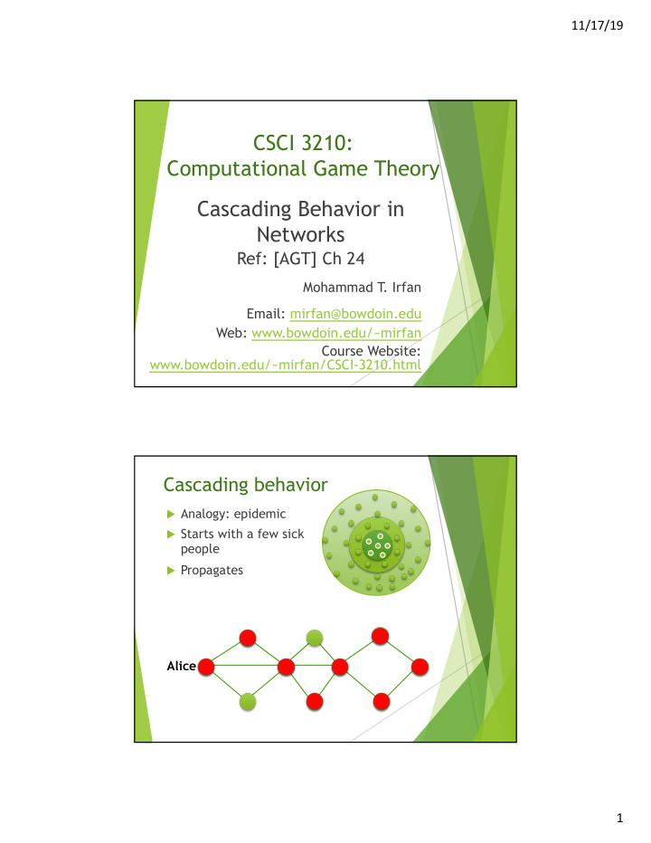 csci 3210 computational game theory cascading behavior in