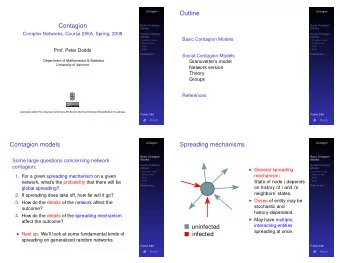 Outline  Contagion  Contagion  Basic Contagion  Basic Contagion  Models  Models  Complex Networks,