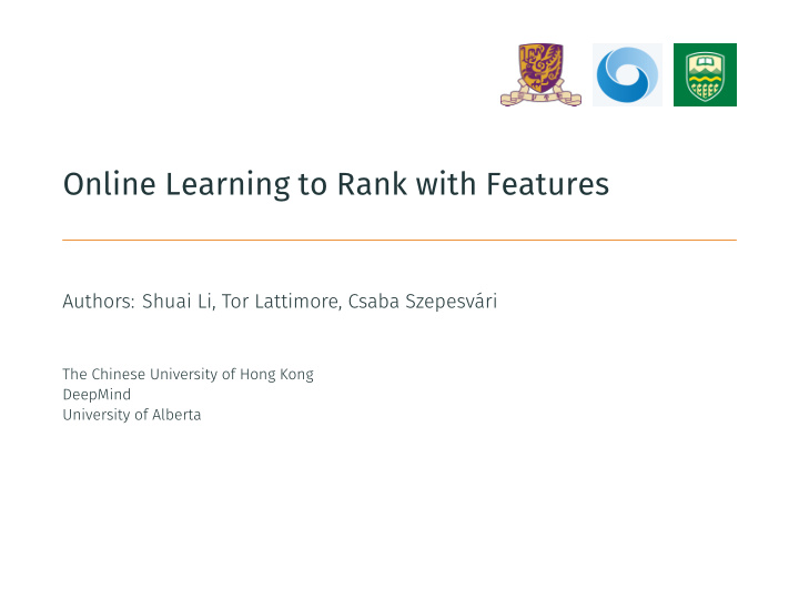 online learning to rank with features