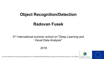 Object Recognition/Detection  Radovan Fusek 2 nd International summer school on &quot;Deep Learning