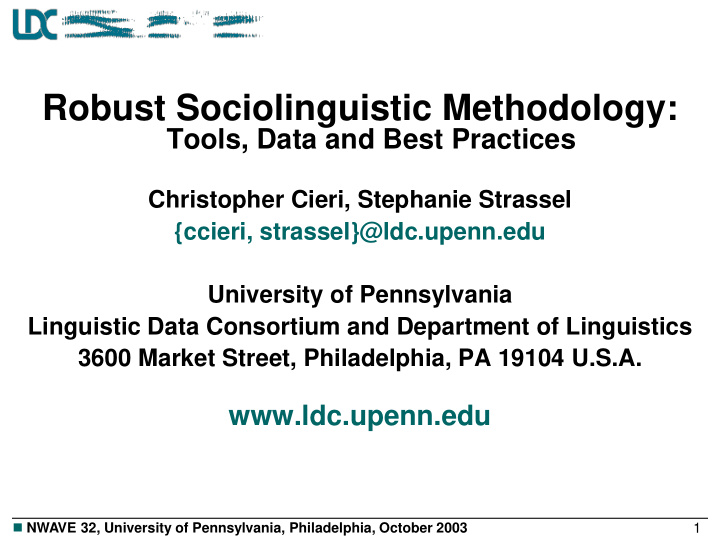 robust sociolinguistic methodology