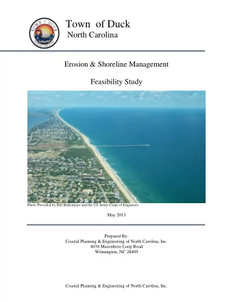 Town  of Duck  North Carolina  Erosion &amp; Shoreline Management  Feasibility Study Photo Provided