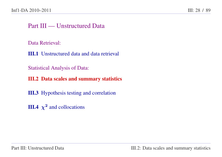 part iii unstructured data