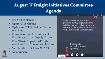 Approval of Minutes  and if requesting credits, please post  Update on NJTPA Freight