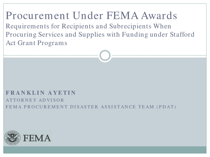 procurement under fema awards