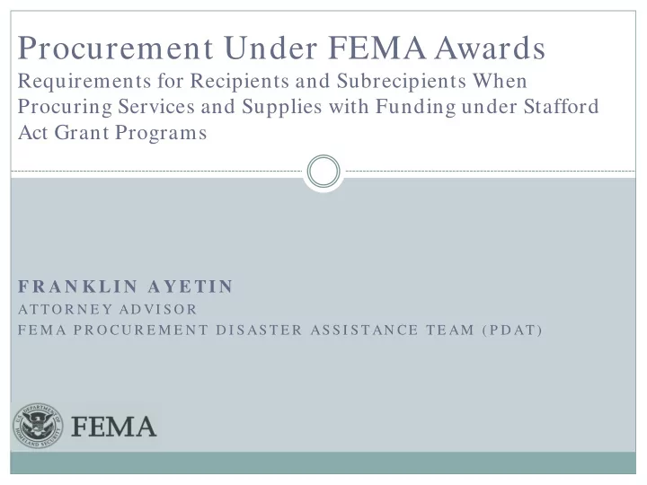 procurement under fema awards