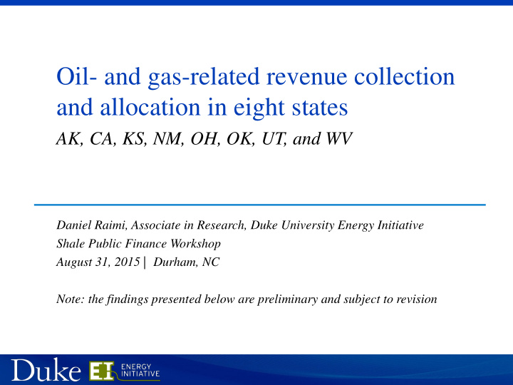 oil and gas related revenue collection and allocation in