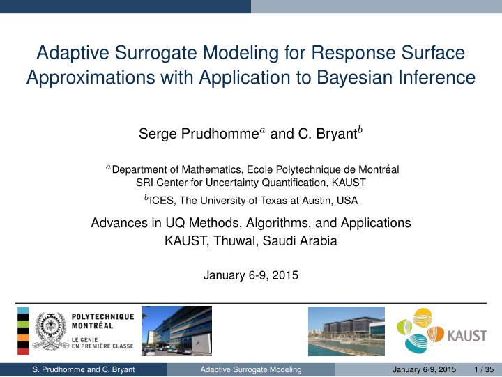 adaptive surrogate modeling for response surface