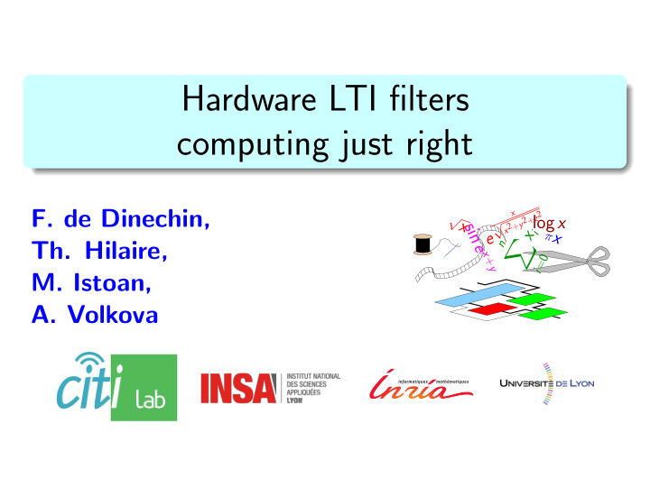 hardware lti filters computing just right