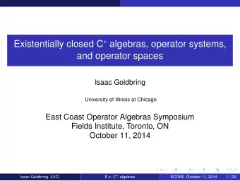 Existentially closed C  algebras, operator systems,  and operator spaces  Isaac Goldbring