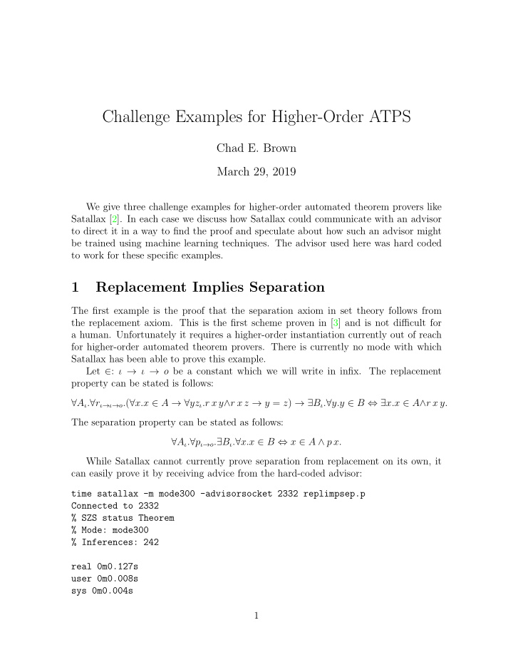 challenge examples for higher order atps
